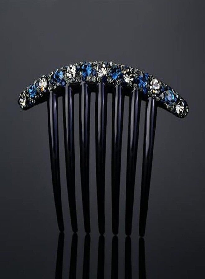 Sluswallow Blue Simple Minority Women Temperament Fashion Design All-Match Rhinestone Hair Comb Korean Style Headwear Accessories Seven-Tooth Comb,Hair Accessories - Image 1